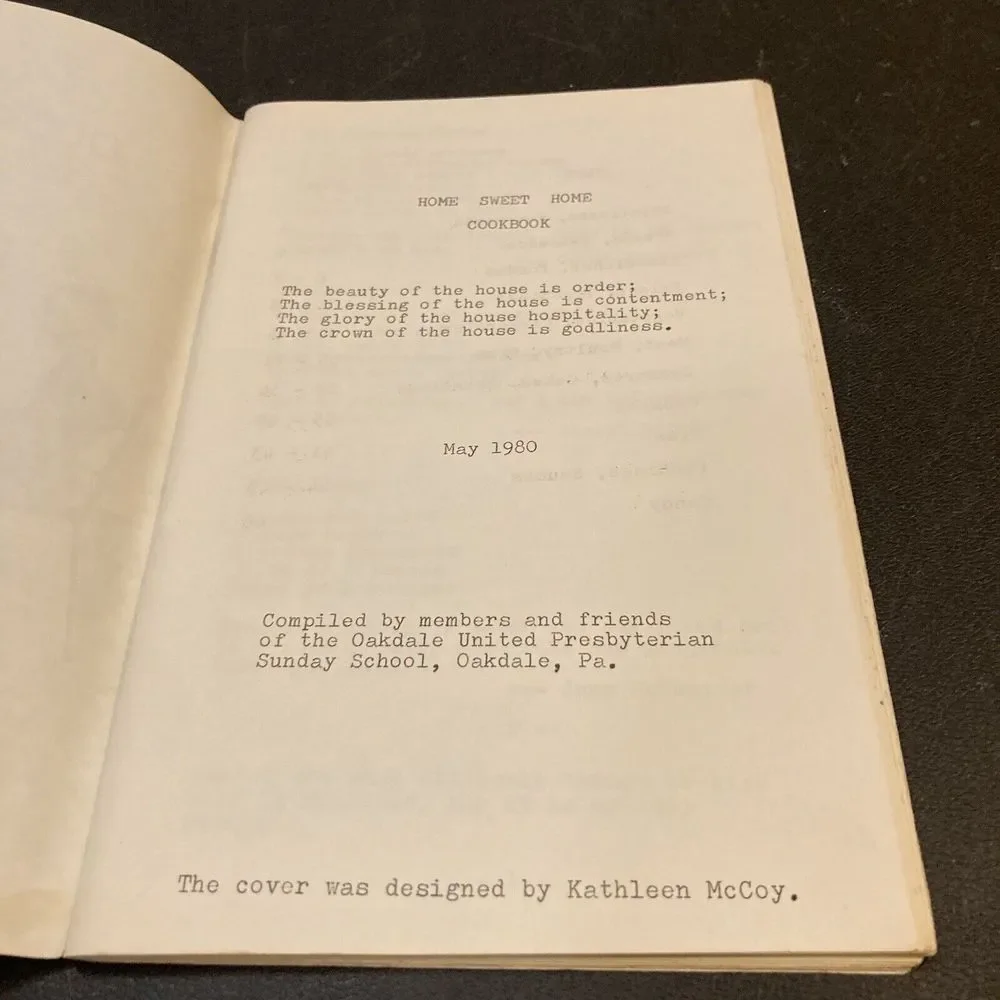 Oakdale United Presbyterian Recipe‎ Cookbook 1980 Pittsburgh PA Community Church